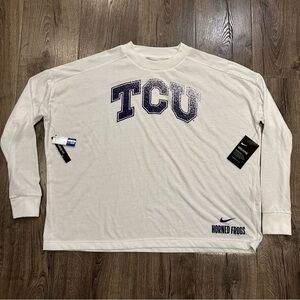 NEW NIKE Breathe TCU Horned Frogs Long Sleeve DRI-FIT T Shirt Women's XL $50
